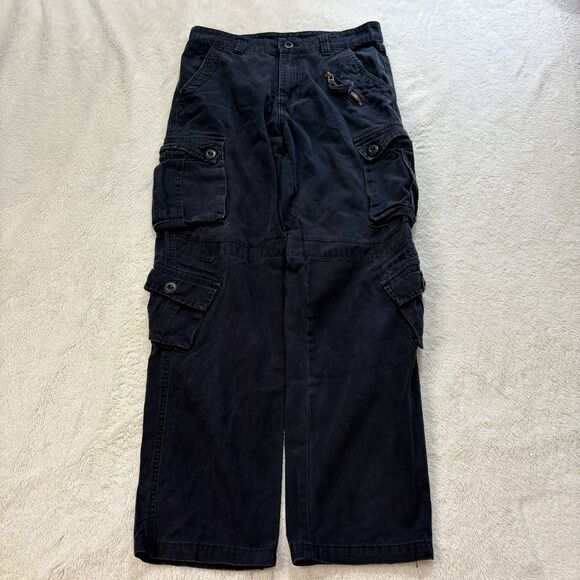 Y2K Cargo Pants 30x29 Black Utility Grunge Goth Skater Cotton - Picture 1 of 9